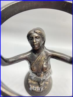 Stunning Art Deco Nymph Lamp Base with5 Hand-Cut Romanian Cobalt Crystal Globe