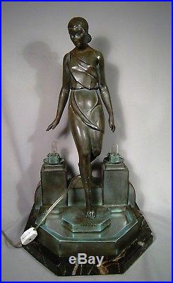 Stunning Art Deco Sculptured Table Lamp By Pierre Le Faguays Titled Nausicaa