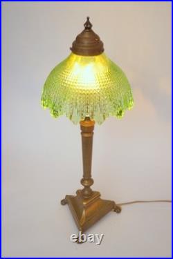 Stunning Original Art Deco Table Lamp MANCHESTER GREEN Brass Lamp 1920