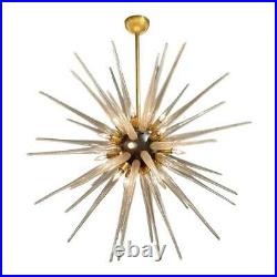 Stylish vintage Art Deco Murano glass and brass sputnik chandelier