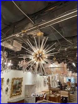 Stylish vintage Art Deco Murano glass and brass sputnik chandelier