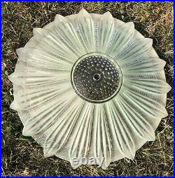 Sunflower Ceiling Fixture Light Shade Art Deco Frosted Green Glass 14