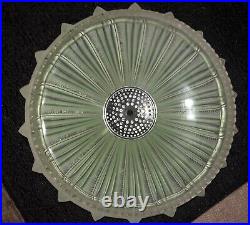 Sunflower Ceiling Fixture Light Shade Art Deco Frosted Green Glass 14