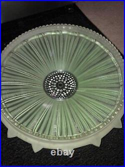 Sunflower Ceiling Fixture Light Shade Art Deco Frosted Green Glass 14