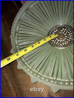 Sunflower Ceiling Fixture Light Shade Art Deco Frosted Green Glass 14