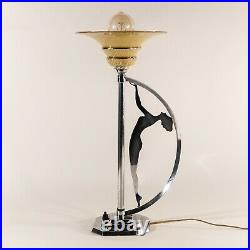 Superb Art Deco Chrome Modernist Silhouette Lady Table Lamp Light