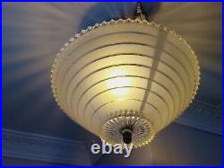 Superb Art Deco Vintage Ceiling Lamp Fixture Glass Chandelier Light Wow 1930