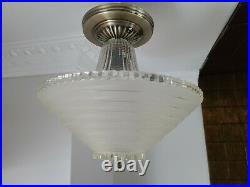 Superb Art Deco Vintage Ceiling Lamp Fixture Glass Chandelier Light Wow 1930