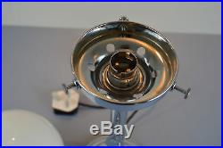 Superb Art Deco table lamp Chrome lady dancer with opaline shade side light
