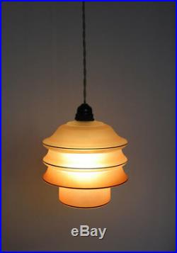 Superb Original Art Deco 2 Piece Glass Ceiling Light Lamp 1930s Pink Vintage