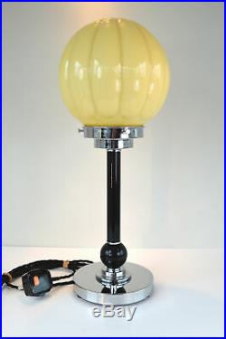 Superb refurbished Art Deco table lamp cream ribbed pumpkin shade 12