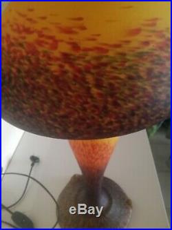 Superbe grande lampe champignon signé Vianne art déco en pate de verre 57cm