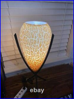 TABLE LAMP Hand Blown Glass Lamp 3 Leg Art Deco Style Heavy Cut Glass