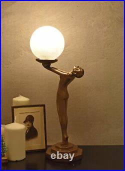 Table Desk Lamp Art Deco Figurine Erotic Female Act Light Metropolis