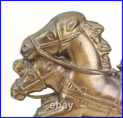 Table LAMP ART Deco Glass Shade Bronze SPELTER Chariot Horses Gladiator Works