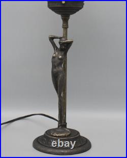 Table Lamp Art Deco Style Vintage Look with Woman Figurine