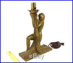 Table Lamp Woman Kneeling Art Deco Cast Metal 1930s Rare Female Bronze Finish