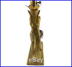 Table Lamp Woman Kneeling Art Deco Cast Metal 1930s Rare Female Bronze Finish