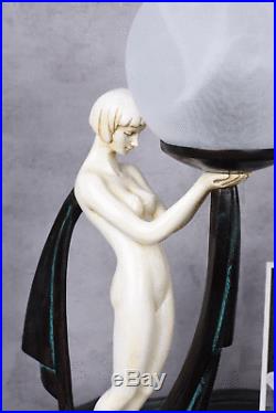 Table Lamp art deco Bauhaus Ball shade dancer figure erotic naked