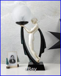 Table Lamp art deco Bauhaus Ball shade dancer figure erotic naked
