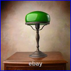 Table Lamp in Art Deco Style Green Glass