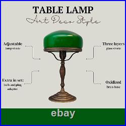 Table Lamp in Art Deco Style Green Glass