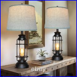 Table Lamps Set of 2 with USB Port 3 Way Dimmable Touch Lamps 28.5 Tall Rustic