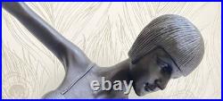 The Dancer, Beautiful Art Deco Table Lamp, Open Glass Shade, Peacock Feathers
