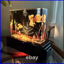 Thompson Plasticraft Art Deco Lucite Aquarium Fish Accent Lamp TV Lamp MCM