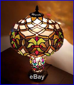 Tiffany Glass 2 Way Table Lamp Bulb in Shade and Base Art Deco style (Anita)