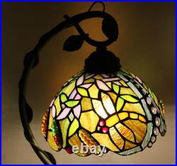 Tiffany Glass Leaves Table Lamp Rural Led Vines Desk Light Home Decor Fixture
