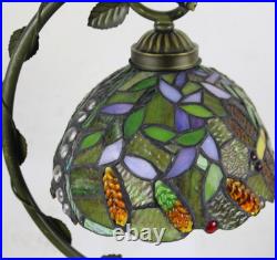 Tiffany Glass Leaves Table Lamp Rural Led Vines Desk Light Home Decor Fixture