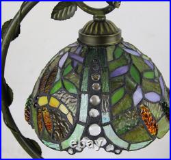 Tiffany Glass Leaves Table Lamp Rural Led Vines Desk Light Home Decor Fixture