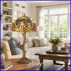 Tiffany Stained Glass Bird Table Lamp Floral Tree Branch E26 Bedroom Desk Light
