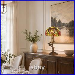 Tiffany Stained Glass Bird Table Lamp Floral Tree Branch E26 Bedroom Desk Light