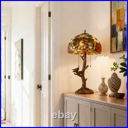 Tiffany Stained Glass Bird Table Lamp Floral Tree Branch E26 Bedroom Desk Light