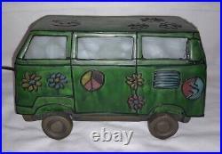 Tiffany Style Grateful Dead Party Lite-up Hippy Vw Micro Bus / Van Glass Lamp