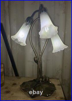 Tiffany Style Lily Pad Table Lamp 3 Frosted Art Deco Glass Frosted Tulip Shades