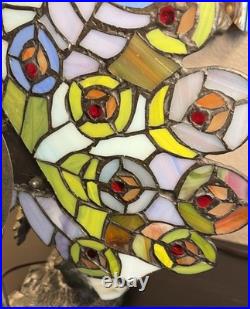 Tiffany Style Peacock Bird Lamp Colorful Art Corded Electric