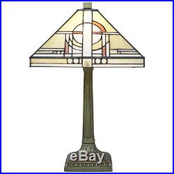 Tiffany Table Lamp 12 Glass Square Shade Art Deco Style and Resin Base (Khufu)