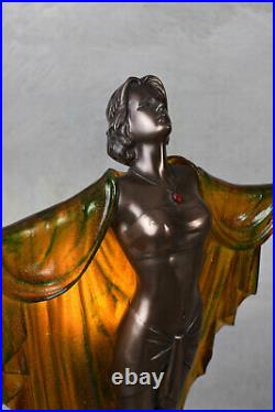 Tischlampe Art Deco Skulptur Tänzeriin 20er Jahre Stil Leuchte Lampe Frauenfigur
