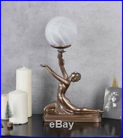 Tischleuchte Art Deco Frau Retro Lampe Kugelschirm Tischlampe Nachttischlampe
