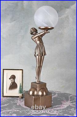 Tischleuchte Art Deco Tänzerin Kugelschirm Tischlampe Bauhaus Leuchte 20er Jahre
