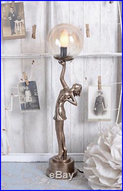 Tischleuchte Art Deco Tänzerin Tischlampe Lampe Kugel Leuchte Nachttischlampe