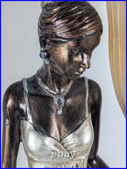 Toscano Art Deco Style Peacock Twin Maiden Table Lamp Beautiful Ladies Torchier