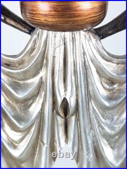 Toscano Art Deco Style Peacock Twin Maiden Table Lamp Beautiful Ladies Torchier