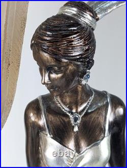 Toscano Art Deco Style Peacock Twin Maiden Table Lamp Beautiful Ladies Torchier