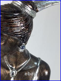 Toscano Art Deco Style Peacock Twin Maiden Table Lamp Beautiful Ladies Torchier