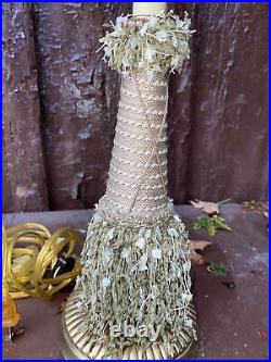 Tyndale Art Deco Style Candlestick Table Lamp BROOM TASSEL Decorated Base