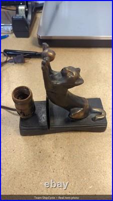 U8 1920s Art Deco Frankart Cat Lamp Cast Iron Bronze G2U
